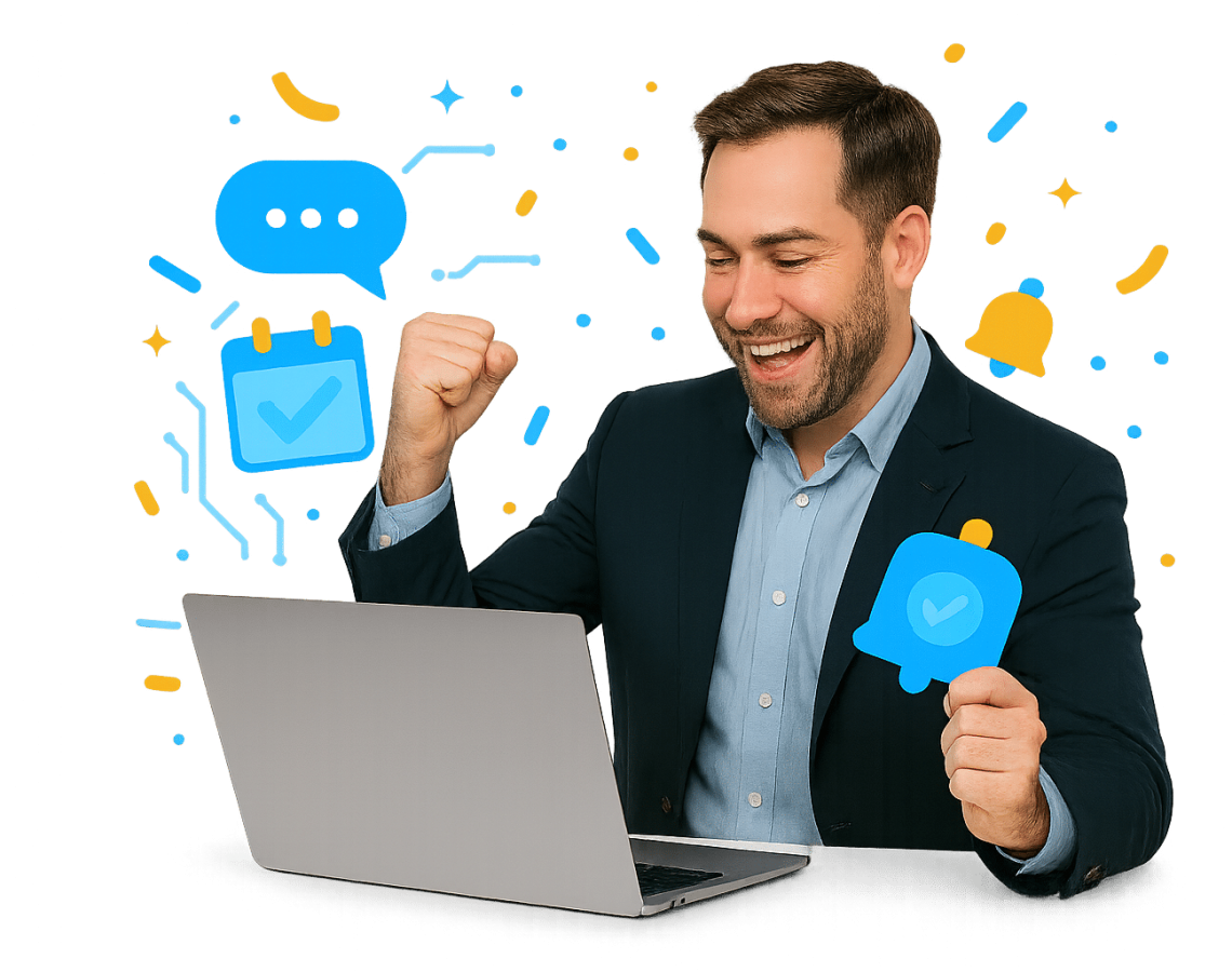 Darwin AI website chatbot helping a visitor, collecting details and booking an appointment.