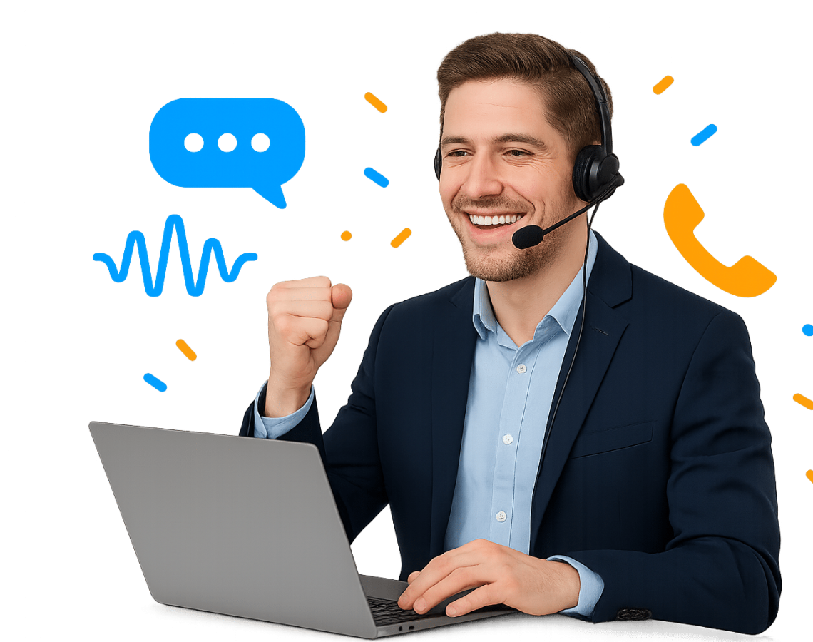 Darwin AI voice chatbot answering a customer phone call, booking a time and texting a confirmation.